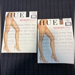 HUE SO SILKY Sheer Pantyhose. 2 pairs. Brand new. Queen size. Made in Italy 🇮🇹